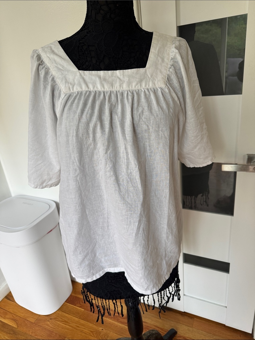GAP White Square-Neck  linen Blouse